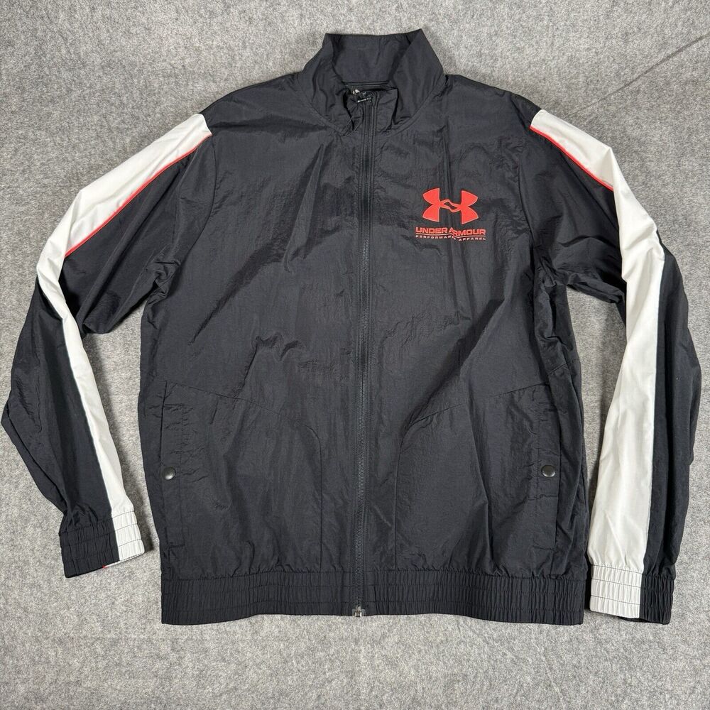 Under Armour Black Lightweight Repels Water Woven Track Jacket Men's Size LG Run